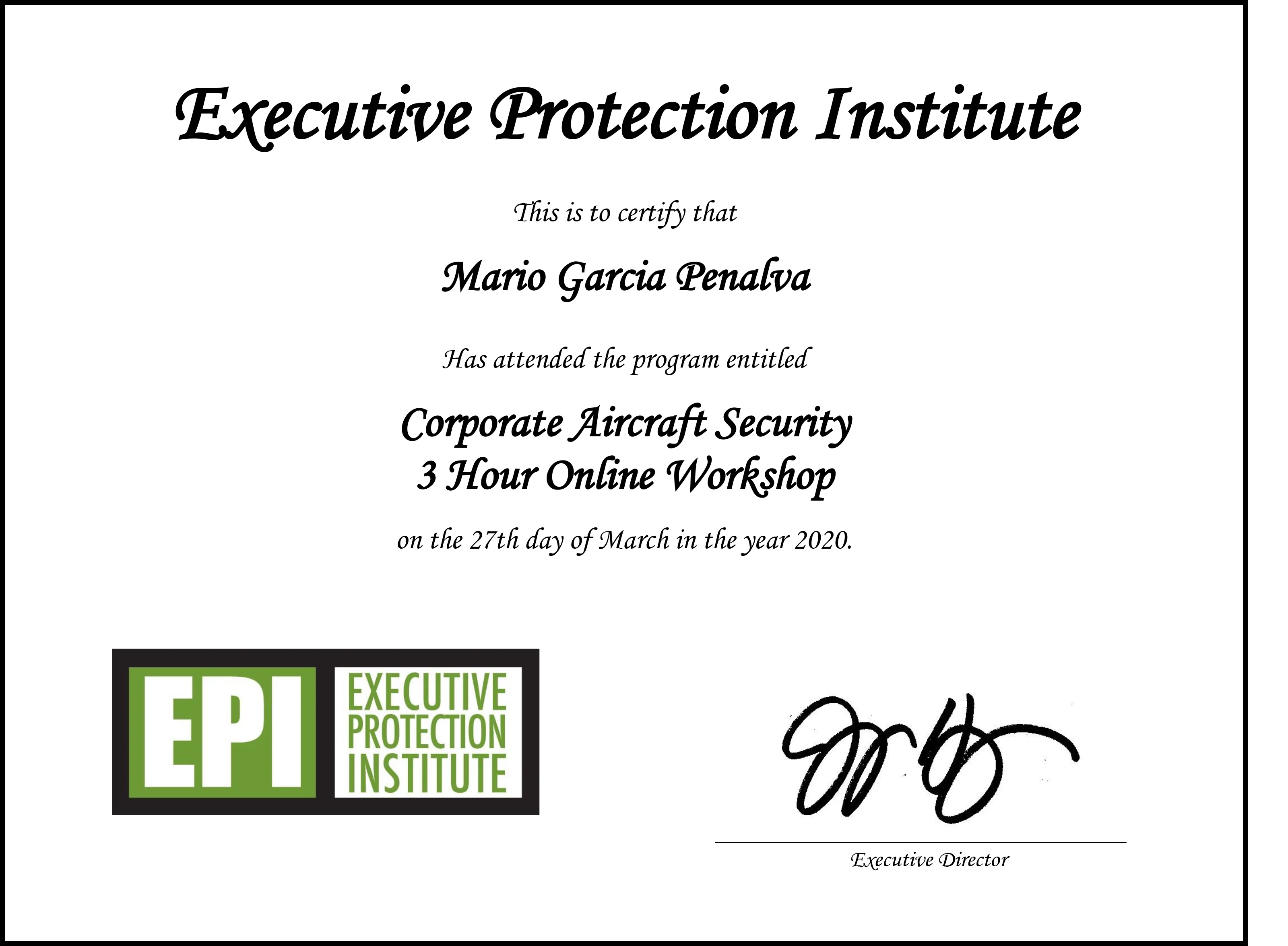 CorporateAircraftSecurity Certificate